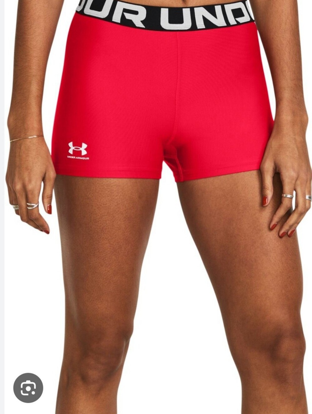Under Armour Women's Red Compression Bike Shorts with Branded Waistband